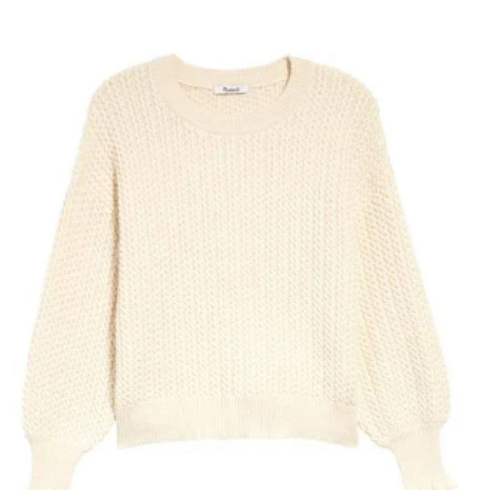Madewell Ardmore Ruffle-Cuff Pullover Sweater NWT, Size M